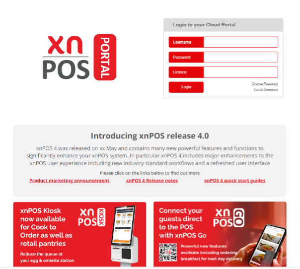 Cloud portal login page