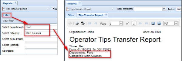 Report Output will now show the filters applied when the report is run
